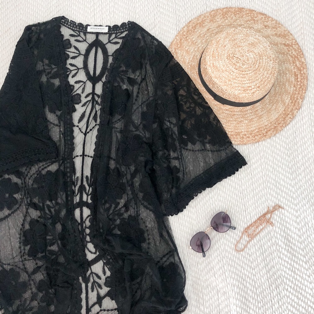 Lace Kimono - Black - Picture 2 of 4